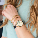 Sara Miller Leopard Gold Bezel Black Leather Watch SA2086 - Watch it! Pte Ltd