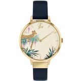 Sara Miller Leopard Gold Bezel Black Leather Watch SA2086 - Watch it! Pte Ltd