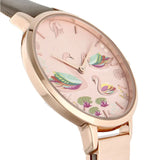 Sara Miller Swan Design Dial Grey Leather Watch SA2126 - Watch it! Pte Ltd