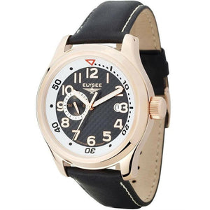 Elysee Automatic Black Leather/Brown Silicone Men Watch 28421
