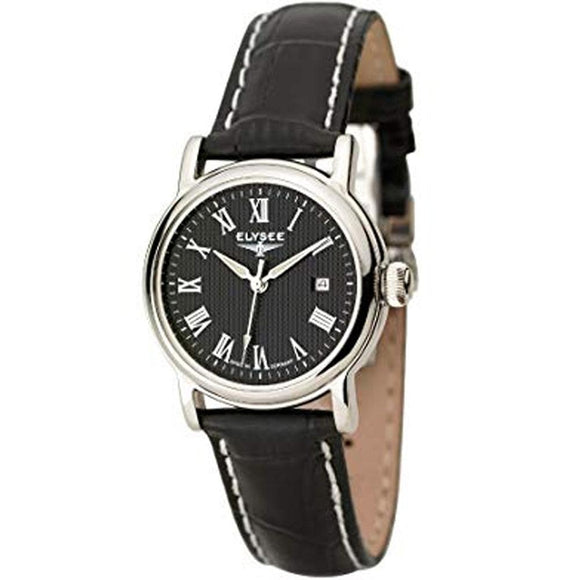 Elysee Luventas Automatic Black Leather Ladies Watch 76007B - Watch it! Pte Ltd