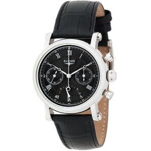 Elysee Mechanical Chronograph Black Leather Men Watch 12021 - Watch it! Pte Ltd