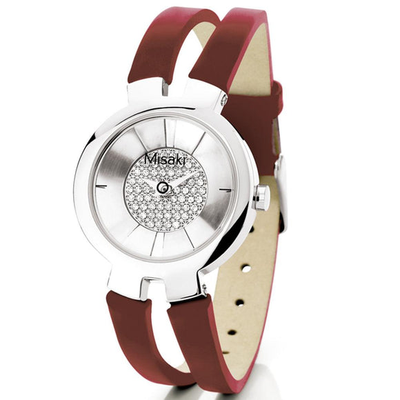 Misaki Cruella Women's Red Leather Strap Watch - Watch it! Pte Ltd