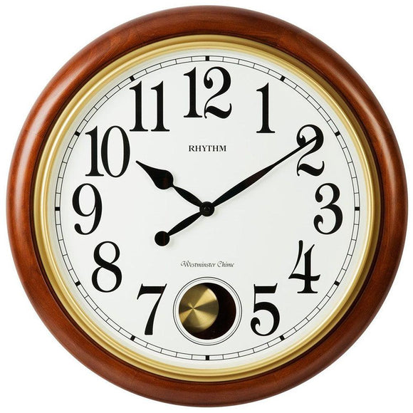 Rhythm Wooden Wall Clock with Pendulum CMJ579NR06 - Watch it! Pte Ltd