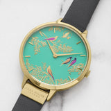 Sara Miller Chelsea Green Birds Green Dial Grey Leather Watch SA2014 - Watch it! Pte Ltd