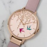 Sara Miller Chelsea Swallow Rose Gold Dial Grey Leather Watch SA2060 - Watch it! Pte Ltd