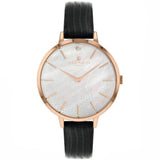 Sara Miller Diamond - Mother of Pearl Dial Black Leather Strap Watch SA2052 - Watch it! Pte Ltd