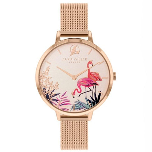 Sara Miller Flamingo - Rose Gold Mesh Strap Watch SA4054 - Watch it! Pte Ltd