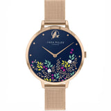 Sara Miller Floral - Blue Dial Rose Gold Mesh Strap Watch SA4084 - Watch it! Pte Ltd