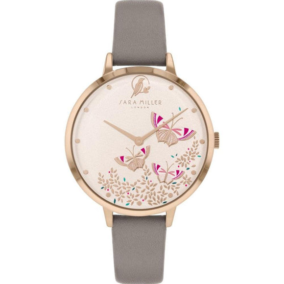 Sara Miller Kew Rose Gold Dial Grey Leather Watch SA2080 - Watch it! Pte Ltd