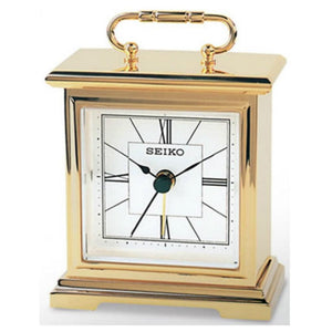 Seiko Gold Plated Square Carriage Clock QHE005G - Watch it! Pte Ltd
