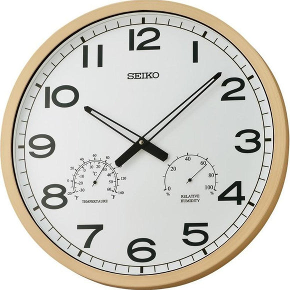 Seiko Hydrometer Thermometer Splash Resistant Wall Clock QXA797B - Watch it! Pte Ltd