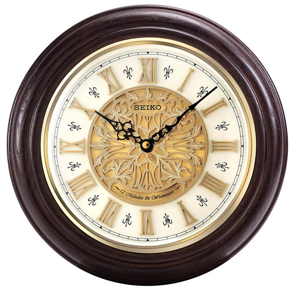 Seiko Oak Wood Ornamental Dial Musical Wall Clock QXM342B - Watch it! Pte Ltd