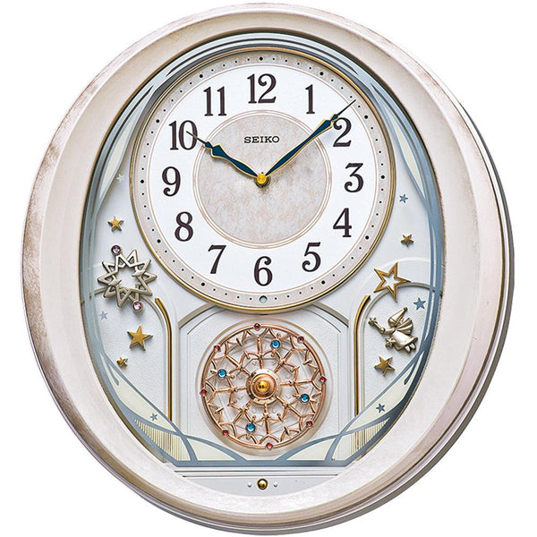 Seiko Pink Marble Melodies In Motion Musical Wall Clock QXM370P