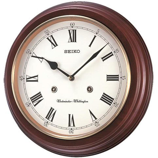 Seiko Wooden Westminster Chime Station Wall Clock QXH202B – Watch