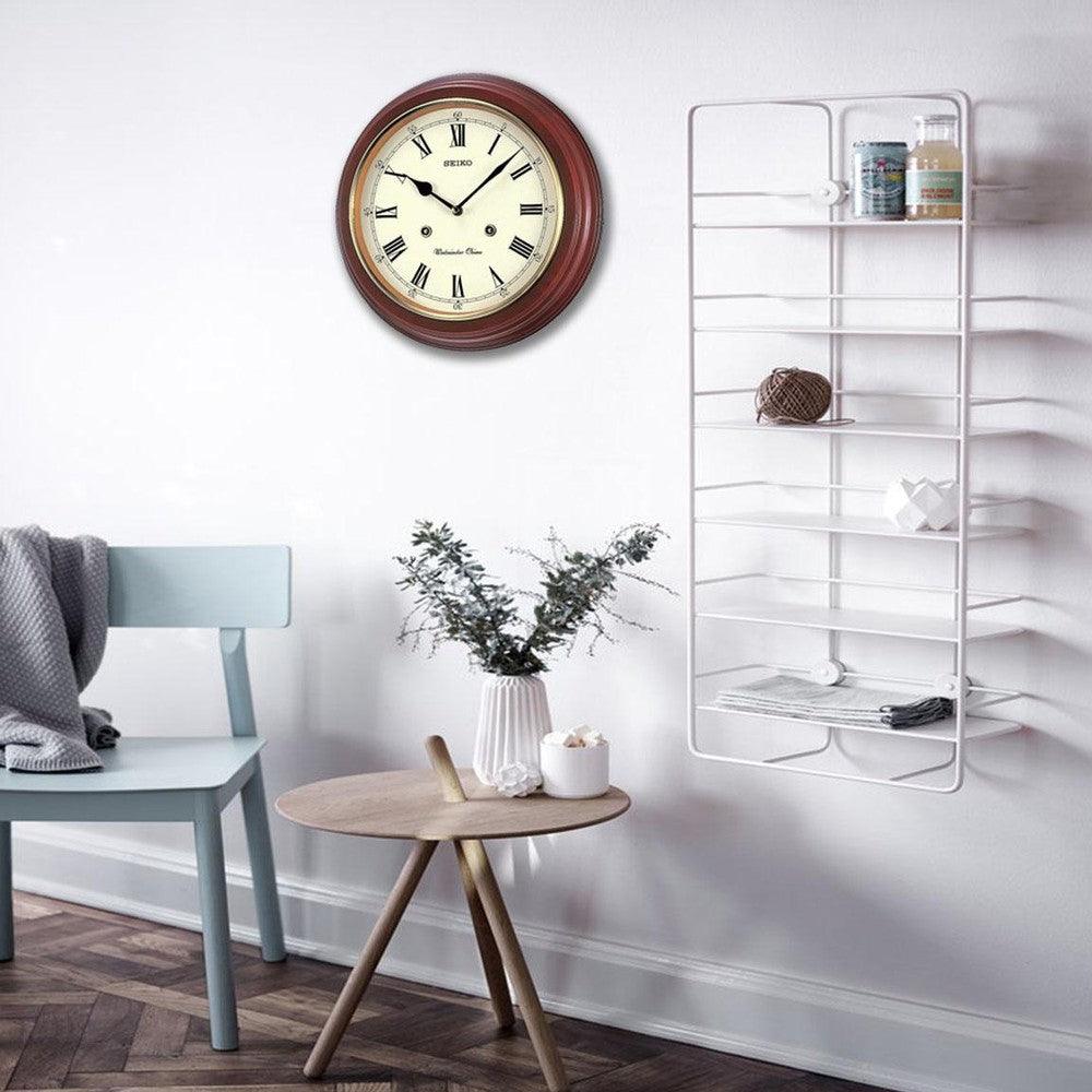 Seiko Wooden Westminster Chime Station Wall Clock QXH202B – Watch