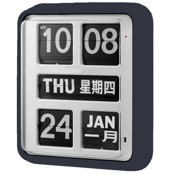 Twemco BQ-170 Flip Clock (Black Case White Dial) (Chinese Character) - Watch it! Pte Ltd