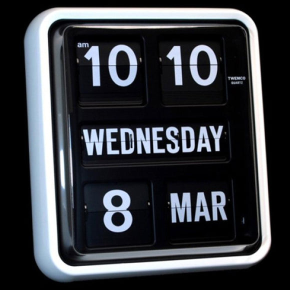 Twemco BQ-170 Flip Clock (White Case Black Dial) - Watch it! Pte Ltd